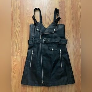 Black leather biker dress